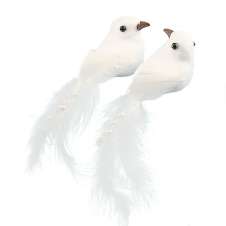 2pcs Decorative Fake Doves White Artificial Foam Feather Wedding Ornament Home 2pcs Decorative Fake Doves White Artificial Foam Feather Wedding Ornament Home